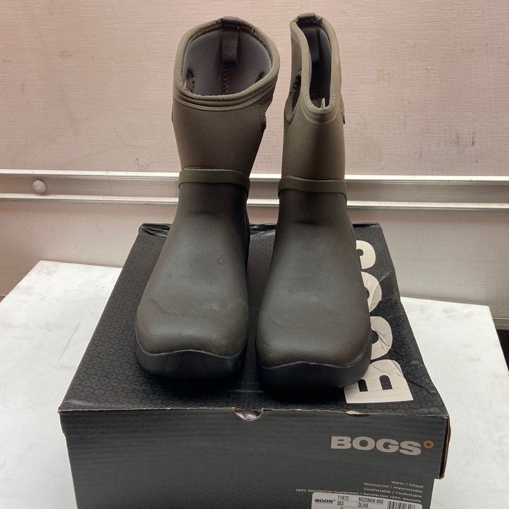 Bogs Men's Bozeman Mid Waterproof Insulated Rain Boot, Olive, 9 D(M) US